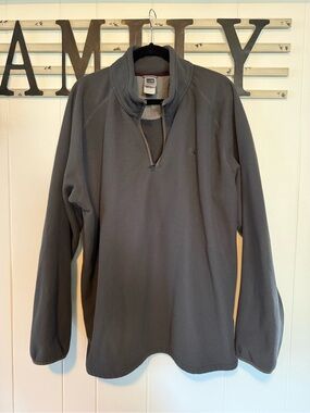 The North Face Gray Fleece Pullover with Red Trim